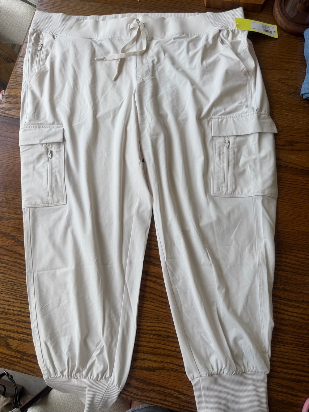 Womens Cream Cargo Jogger Pants